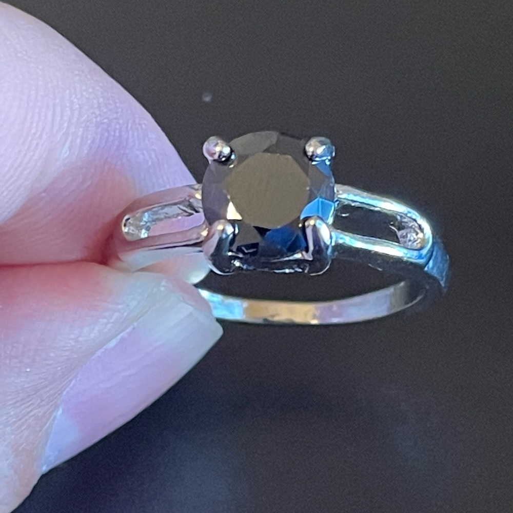 Black cubic zirconia S925 silver ring size 9.5